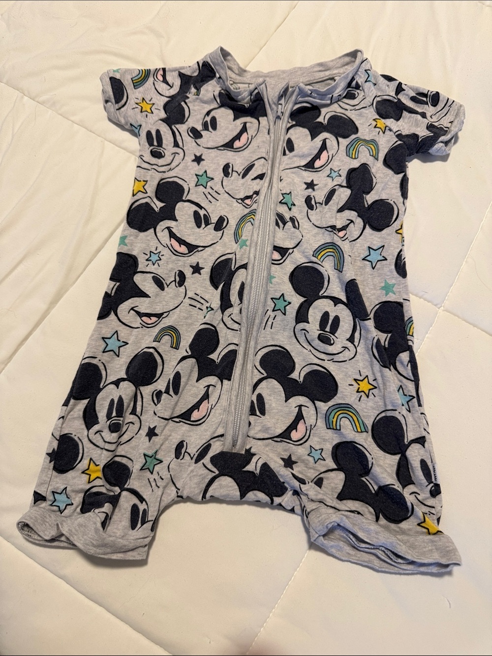 Little Sleepies Disney Mickey Mouse Short Sleeve Footie with Stars and Rainbows